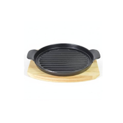 Plancha De Hierro Fundido Con Base De Madera 23cm