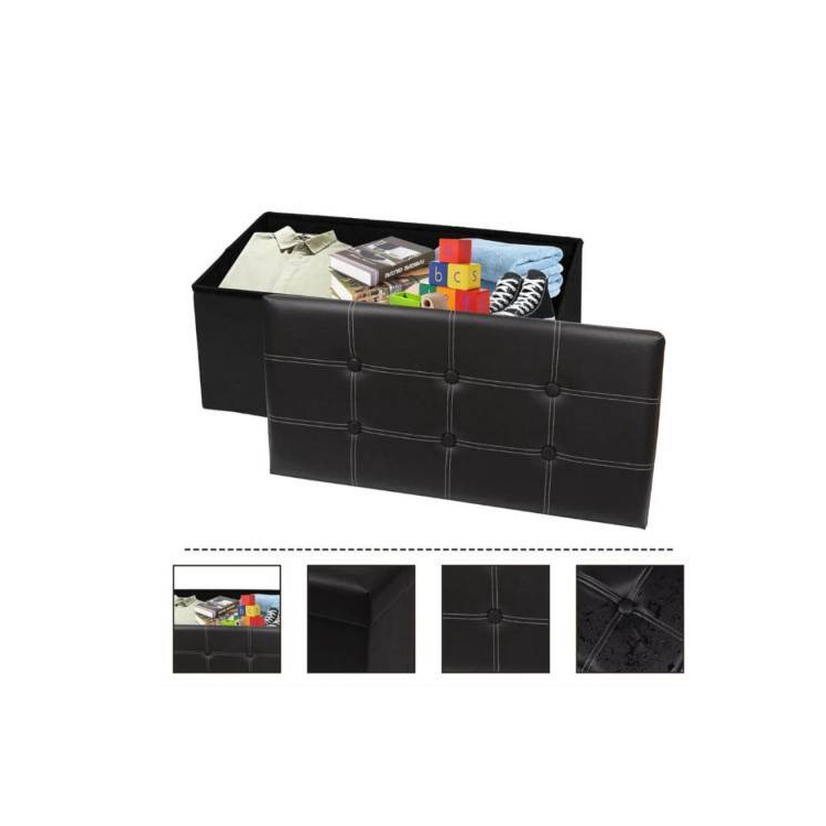 Banco Puff Baúl Plegable Capitoneado 76x37x37cm.