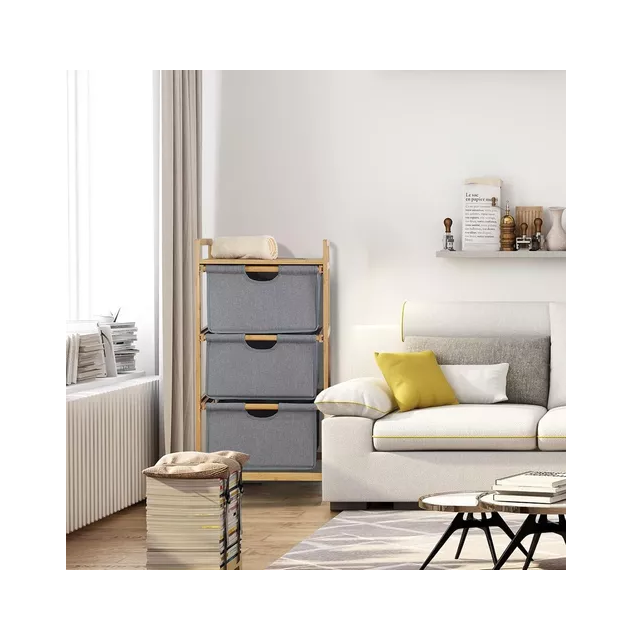 Estante mueble organizador baño de bambú con 3 cajones hogar