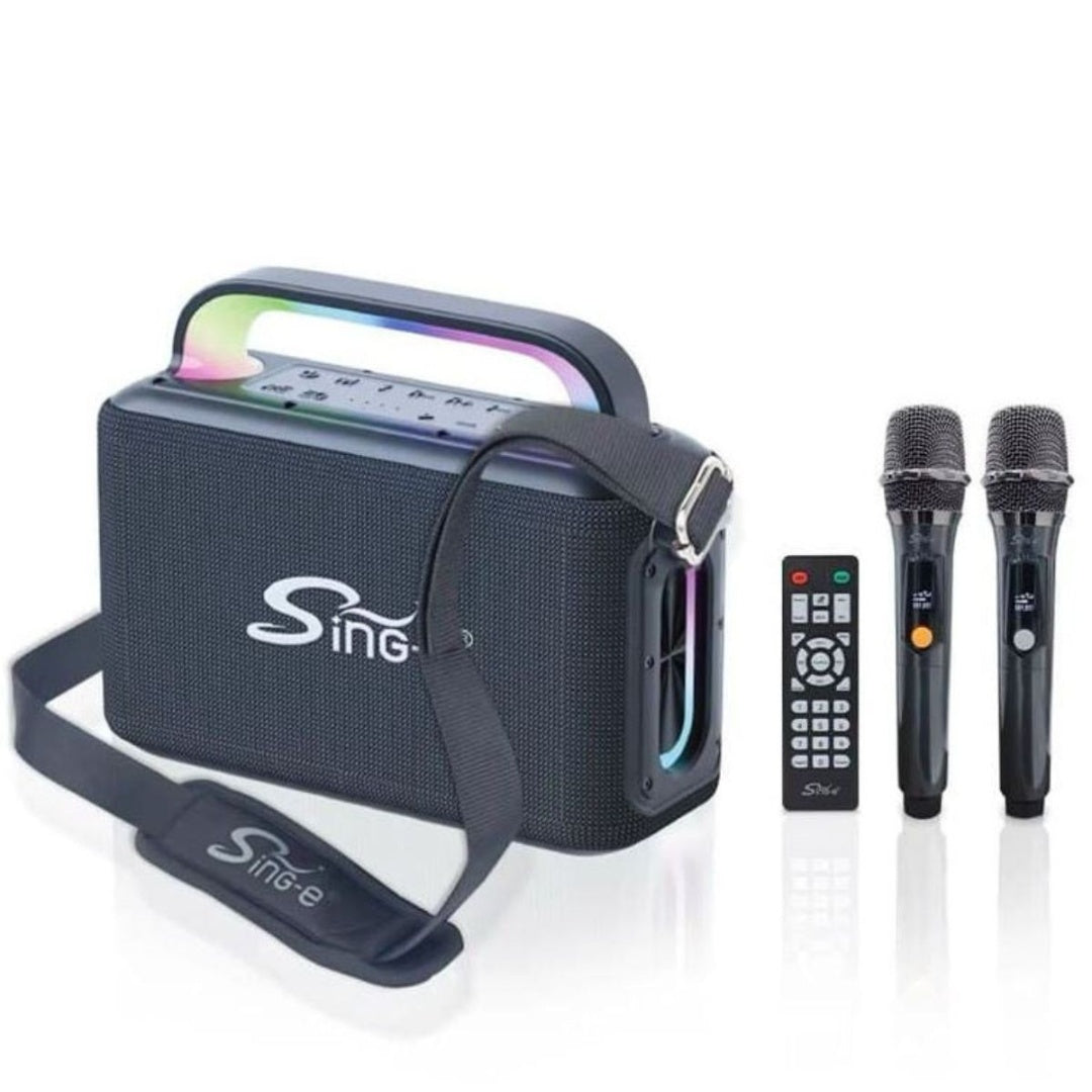Parlante Bluetooth Karaoke Con Micrófonos Y Luces 12000mah