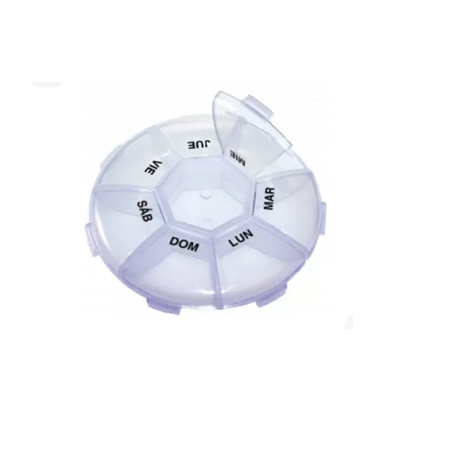 Pastillero semanal en español practico 9x2cm de calidad