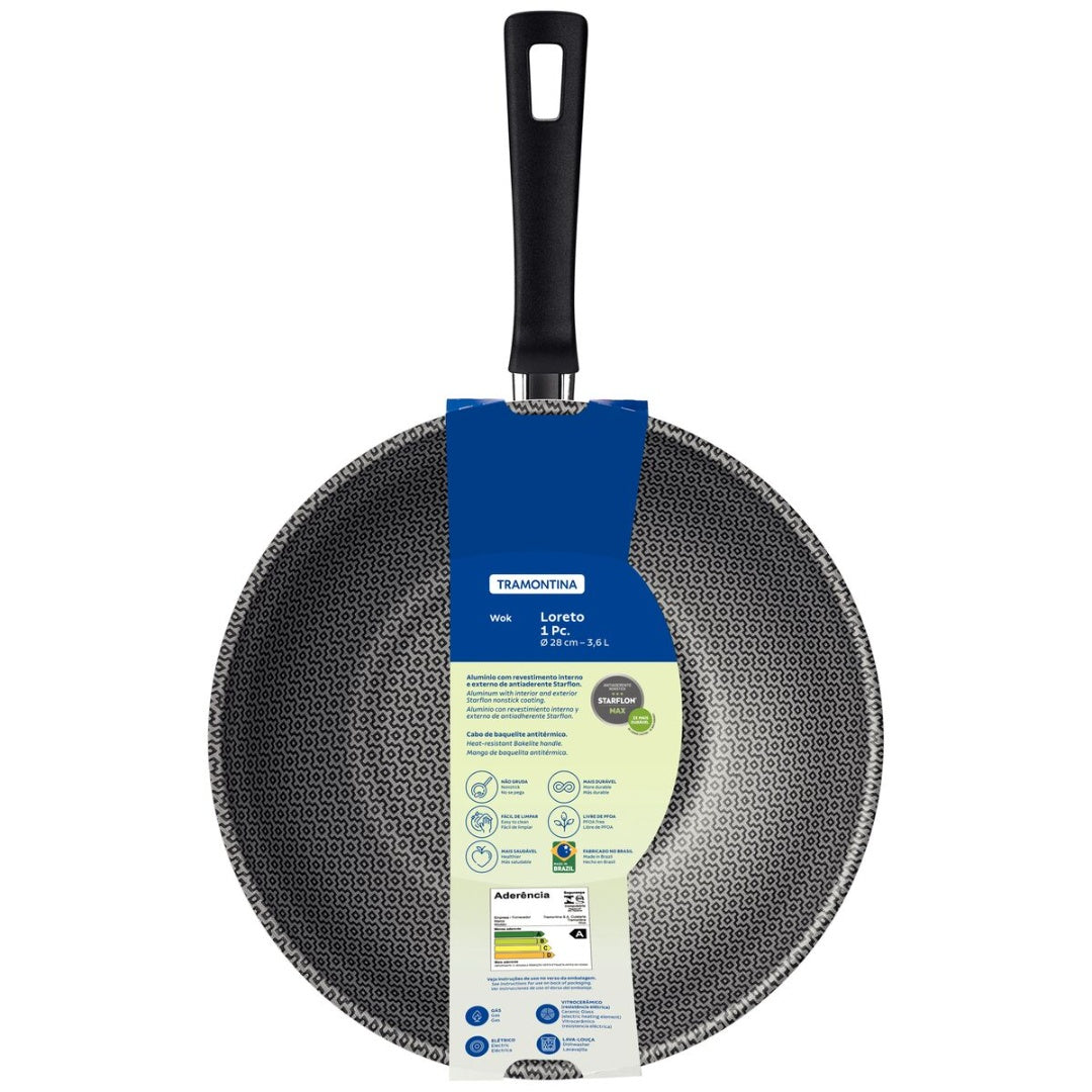 Wok Sarten 28 Cm 3,6 Lts Loreto Cocina Tramontina Color Rojo