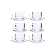 Set X 6 Tazas Te Cafe C/platito Vidrio Tranparente 160ml