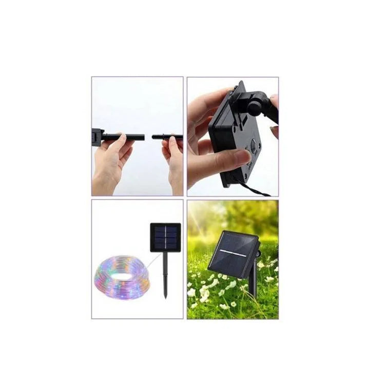 Manguera Con Luz De Navidad Carga Solar 10m