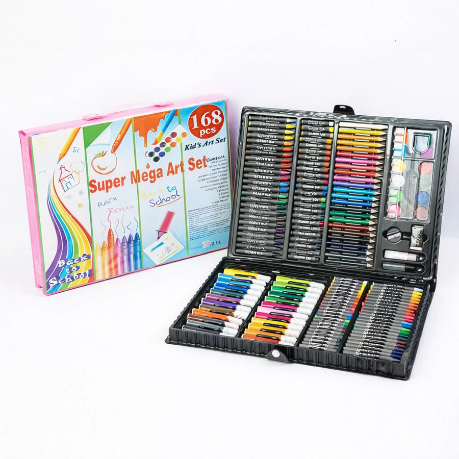 Set De Arte Infantil X168 Piezas Mtl Artístico Completo Con Lápices Marcadores Acuarelas