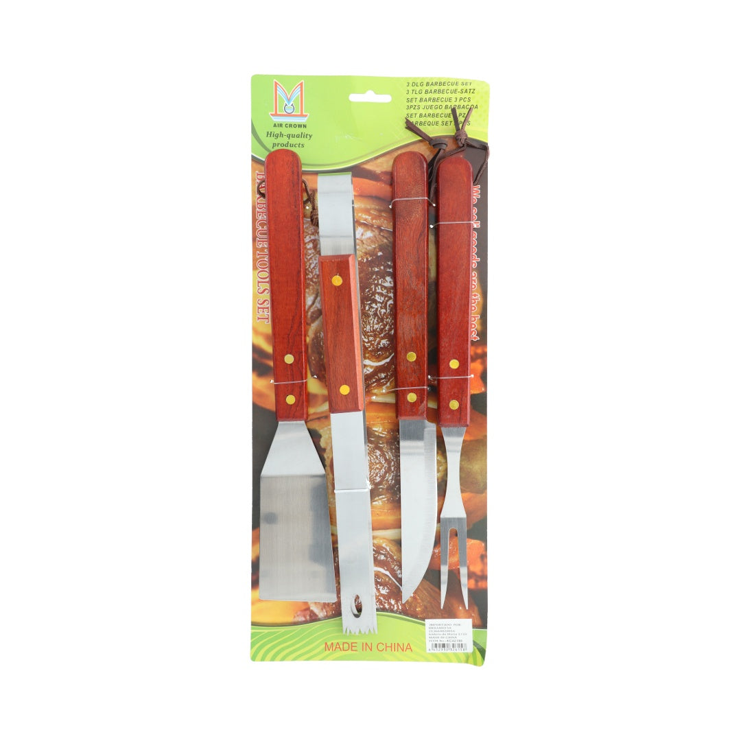Set Kit Para Asado 4pcs Excelente Calidad 34x3cm