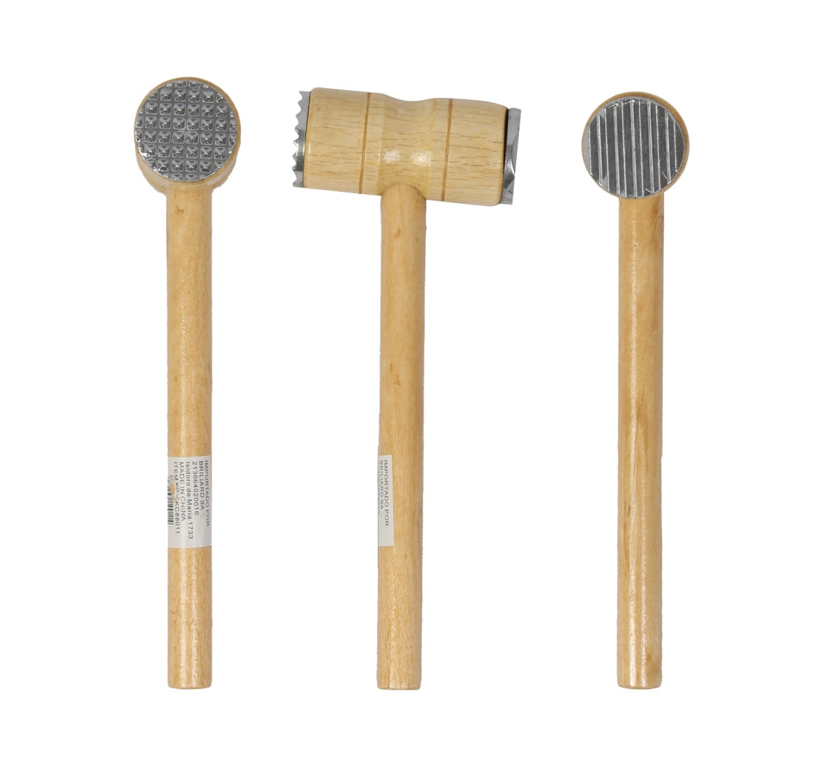 Martillo Tiernizador De Carne Madera Mango Redondo 28 Cm