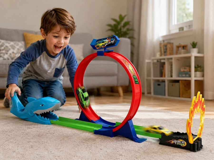 Pista De Auto Carreras Mordida De Tiburón Juguete Niños