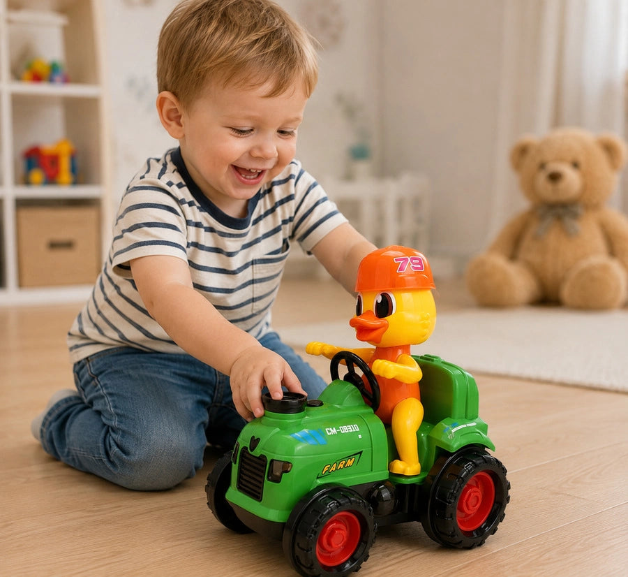 Auto Tractor Con Pato Juguete Sin Control Remoto