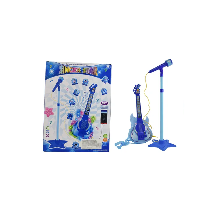 Microfono De Pie Con Guitarra Juguete Infantil 50-87cm.