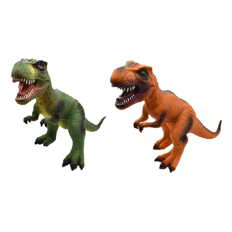 Dinosaurio De Goma Diseño Realista Naranja Verde 47x28x15cm