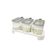 Condimentaros De Vidrio Con Cucharas Y Soporte X3 Unidades