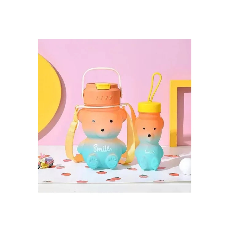Botella Infantil Diseño Oso 2 En 1 Con Sorbito
