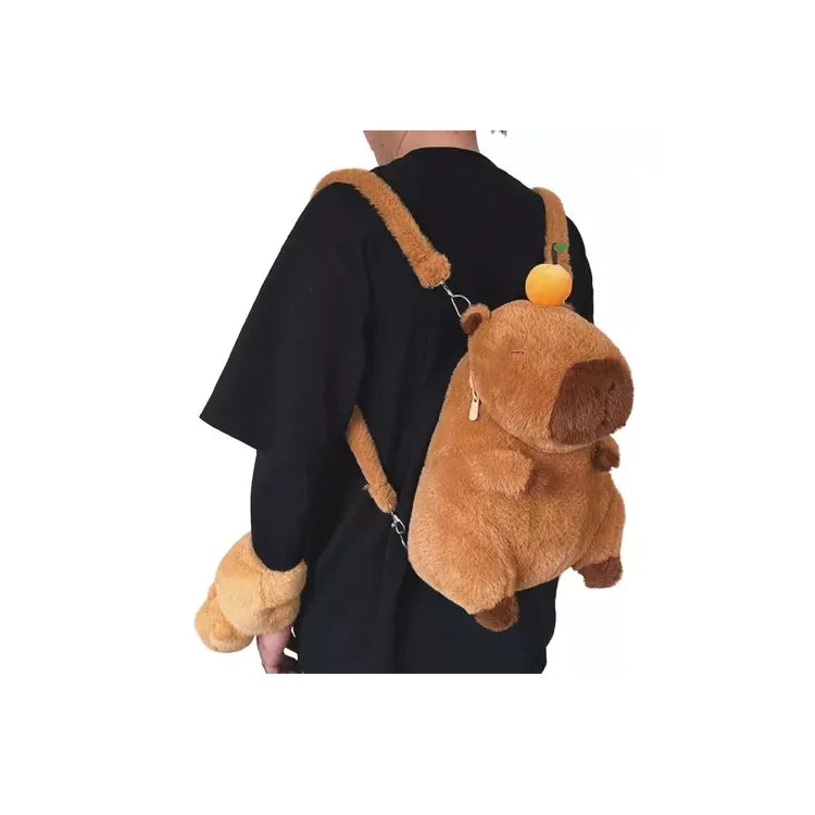 Mochila Peluche De Capybara 35cm Carpincho 2 En 1