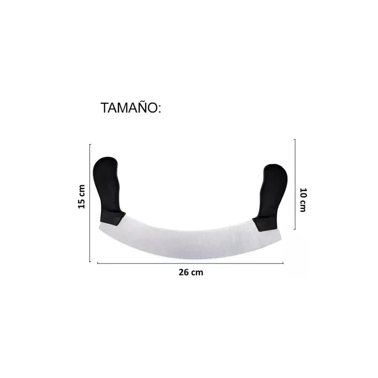 Cuchillo Media Luna De Acero Inoxidable Y Mango De Goma 26cm