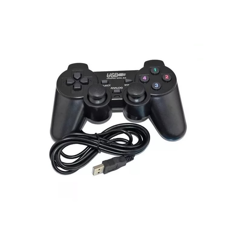 Joystick Usb Analogo En Blister 14j204 Doble Vibración Color Negro