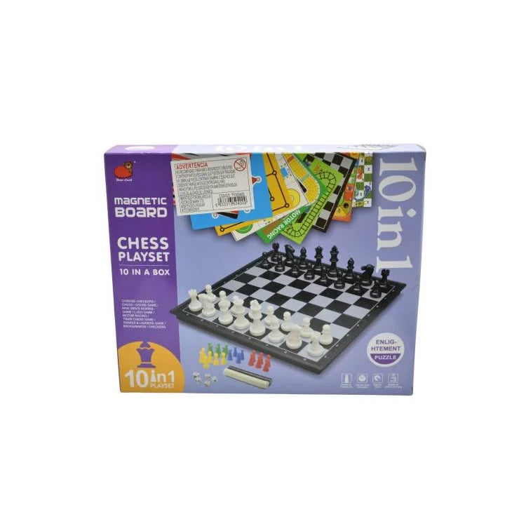 Juegos De Mesa 10 En 1 Con Ajedrez Magnético 29x24x5cm
