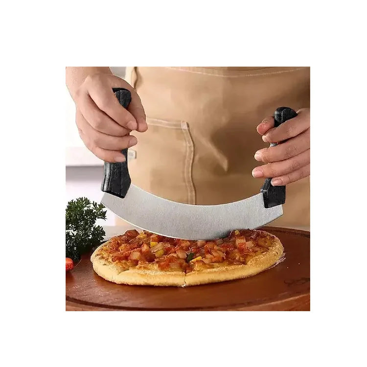 Cuchillo Media Luna De Acero Inoxidable Y Mango De Goma 26cm