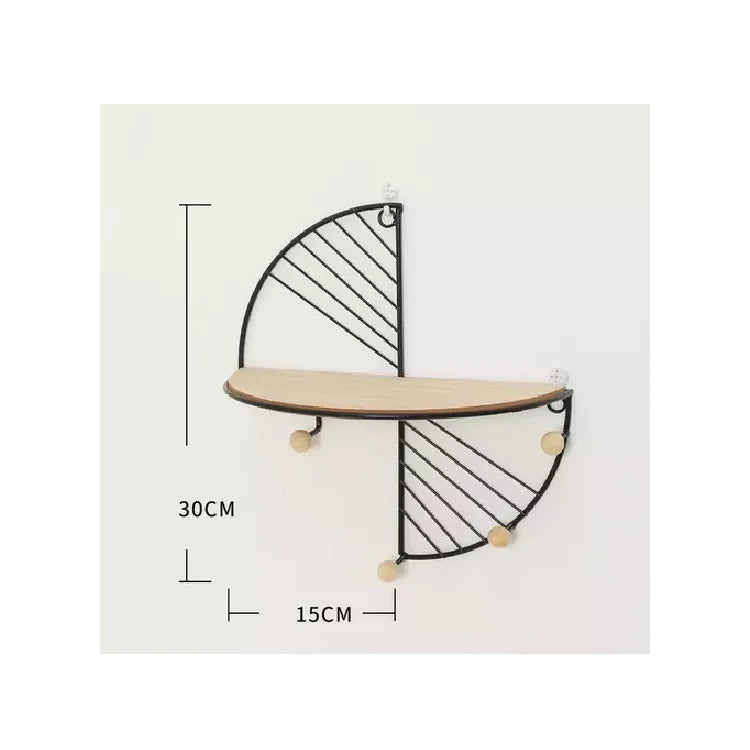Estante De Pared Hierro Forjado Y Madera Llavero Nordico