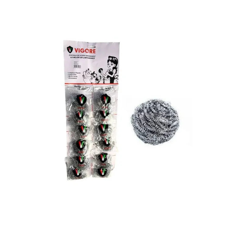 Esponja de acero x12 unidades Vigore