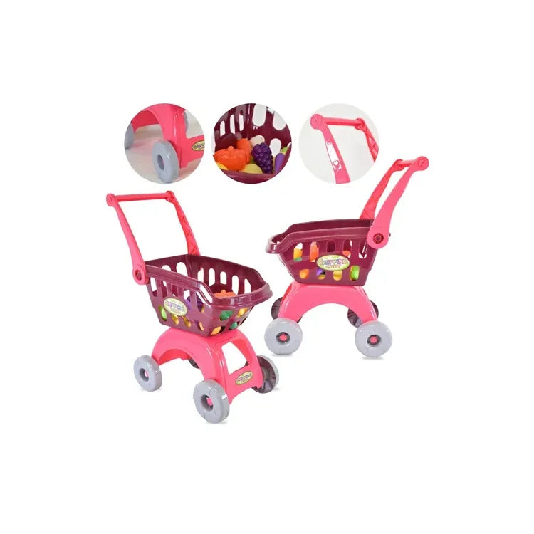 Juego Carro De Supermercado Con Frutas Y Verduras 50x30x20cm