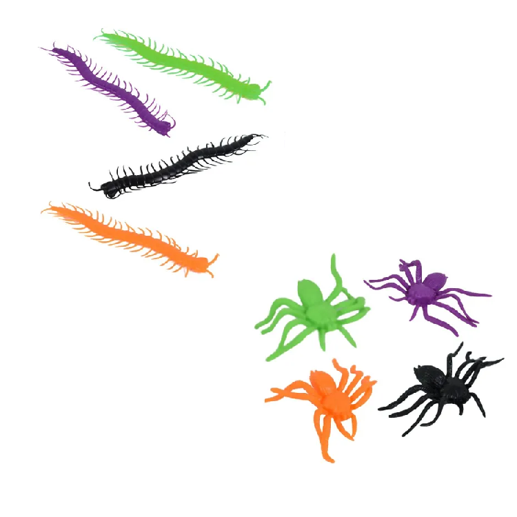 Set Insectos X12 Arañas Ciempiés Decoración Halloween