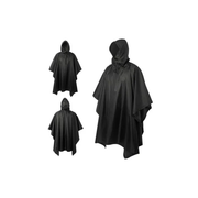 Poncho De Lluvia Negro Con Capucha 100cm.