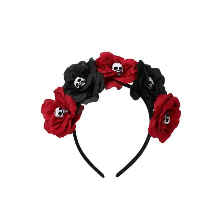 Vincha Led Con Calaveras Y Flores Halloween