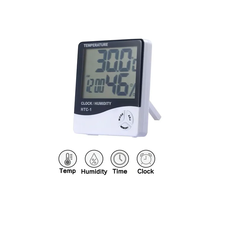 Reloj Despertador, Termómetro Y Medidor De Humedad