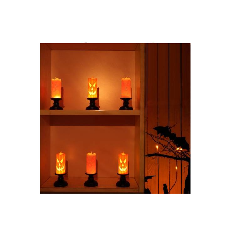 Vela Led Halloween A Pilas Con Portavela 15x5.5 Cm