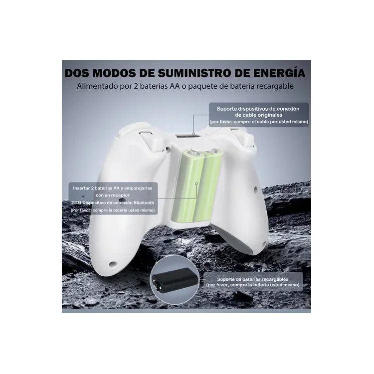 Controlador Inalámbrico De 2,4 G Para Xbox 360 Y Pc Windows Blanco