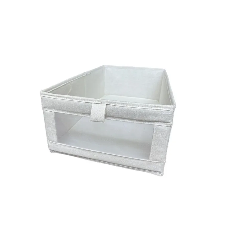 Canasto Organizador De Tela Con Ventana 40x20x31cm Crema