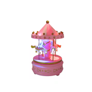 Lampara Infantil Calesita Carrusel Musical Con Luces Rosado