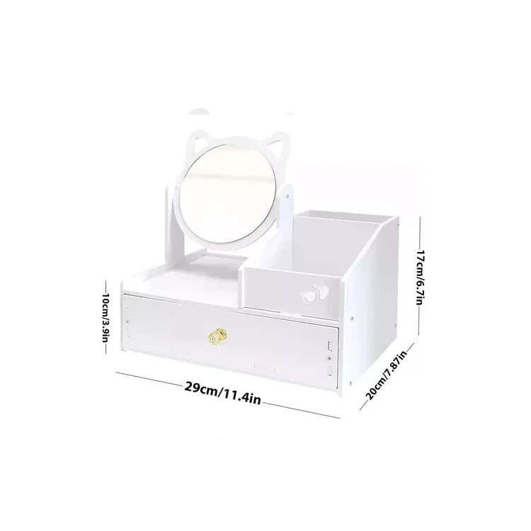 Organizador Con Espejo Para Maquillaje De Madera