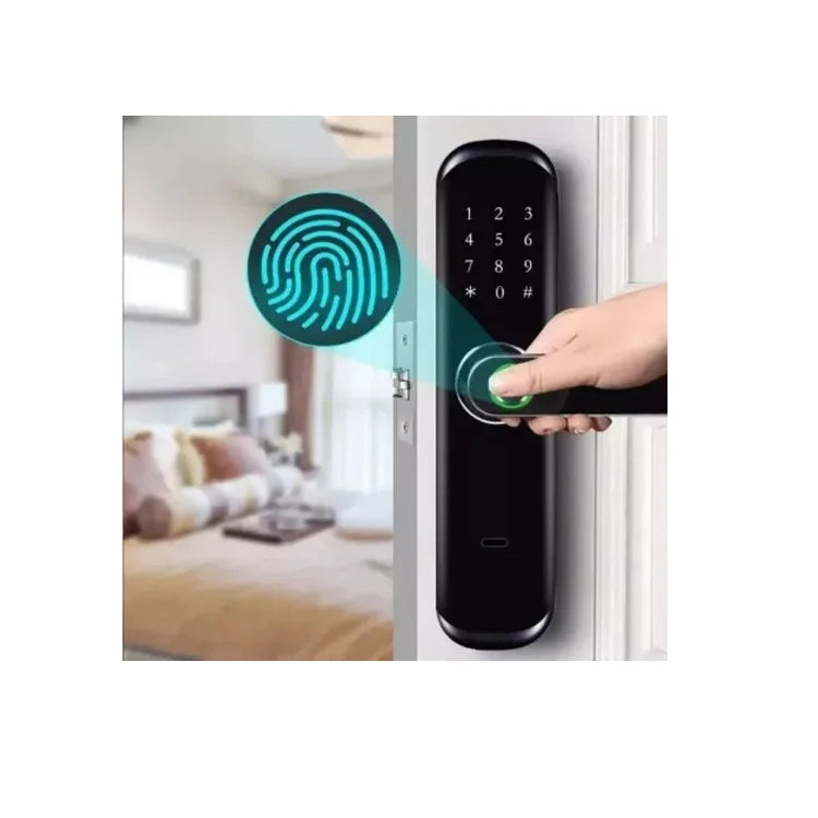 Cerradura De Tarjeta Wifi Electrónica Biométrica De Bronce Negro