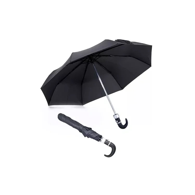 Paragua Negro Corto Ideal Protección Para La Lluvia Y El Sol