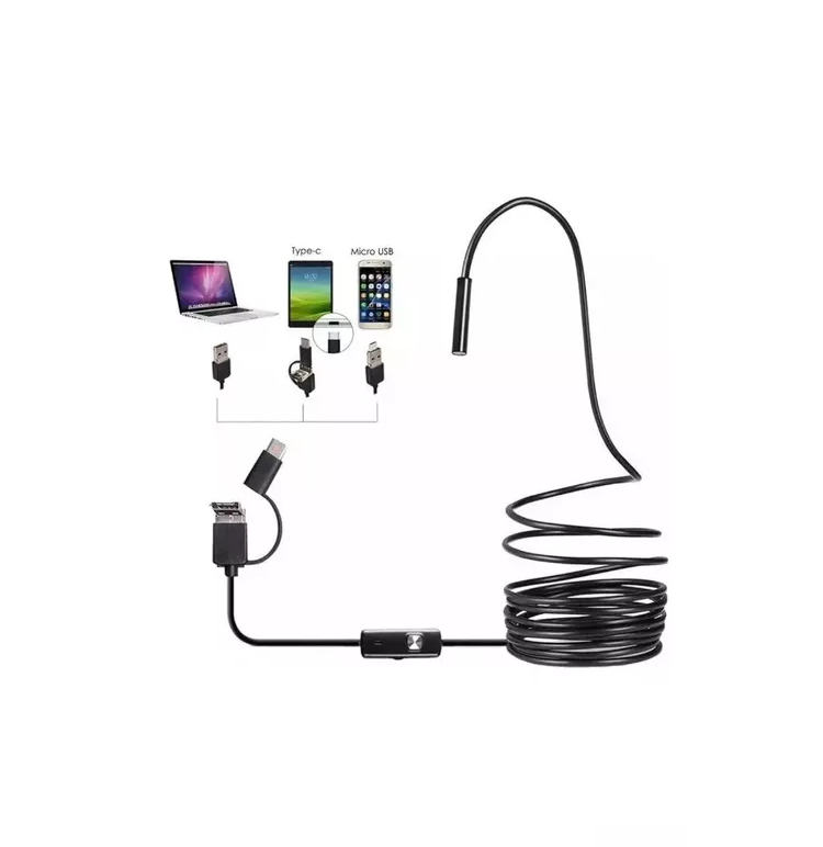 Boroscopio Endoscopio Micro Usb Y Tipo C Con Luz 5 Metros
