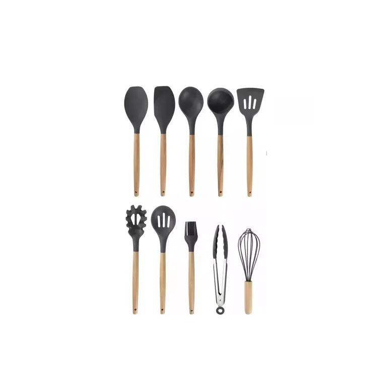 Juego Menage 13 Piezas En Silicona Y Madera + Contenedor