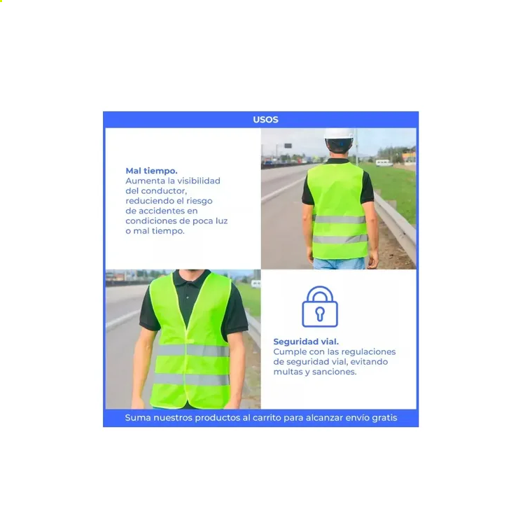 10 Chalecos Reflectivos Moto Reglamentario Seguridad Obras