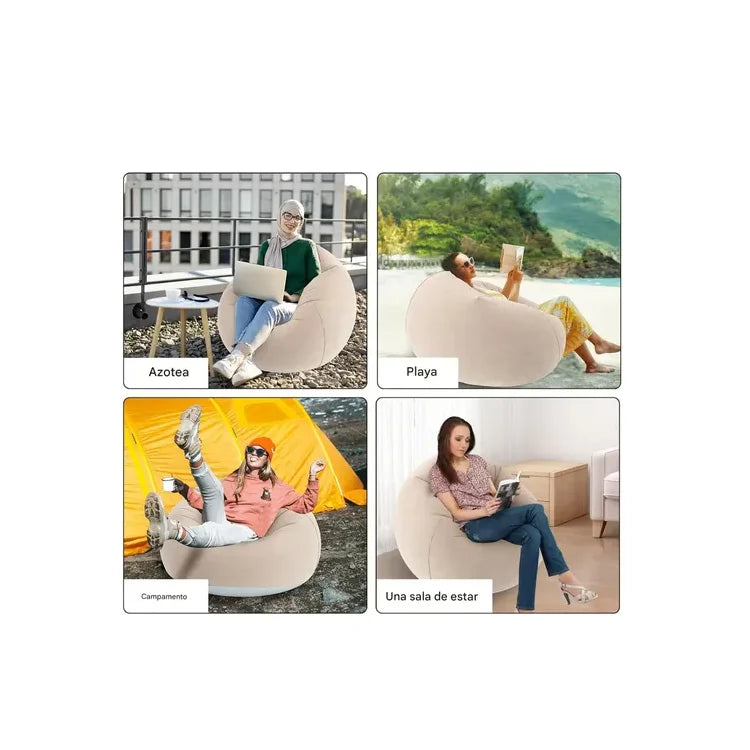 Sillon Inflable 1 Cuerpo Con Bomba Inflador Sofa Puff Comodo