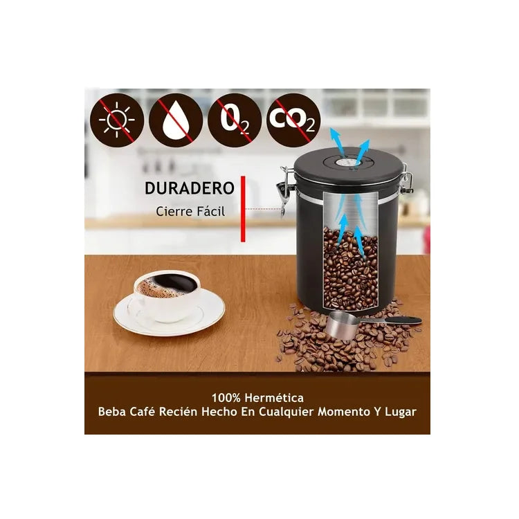 Contenedor Frasco Hermético De Café Sellado Al Vacío 1,5 Lts