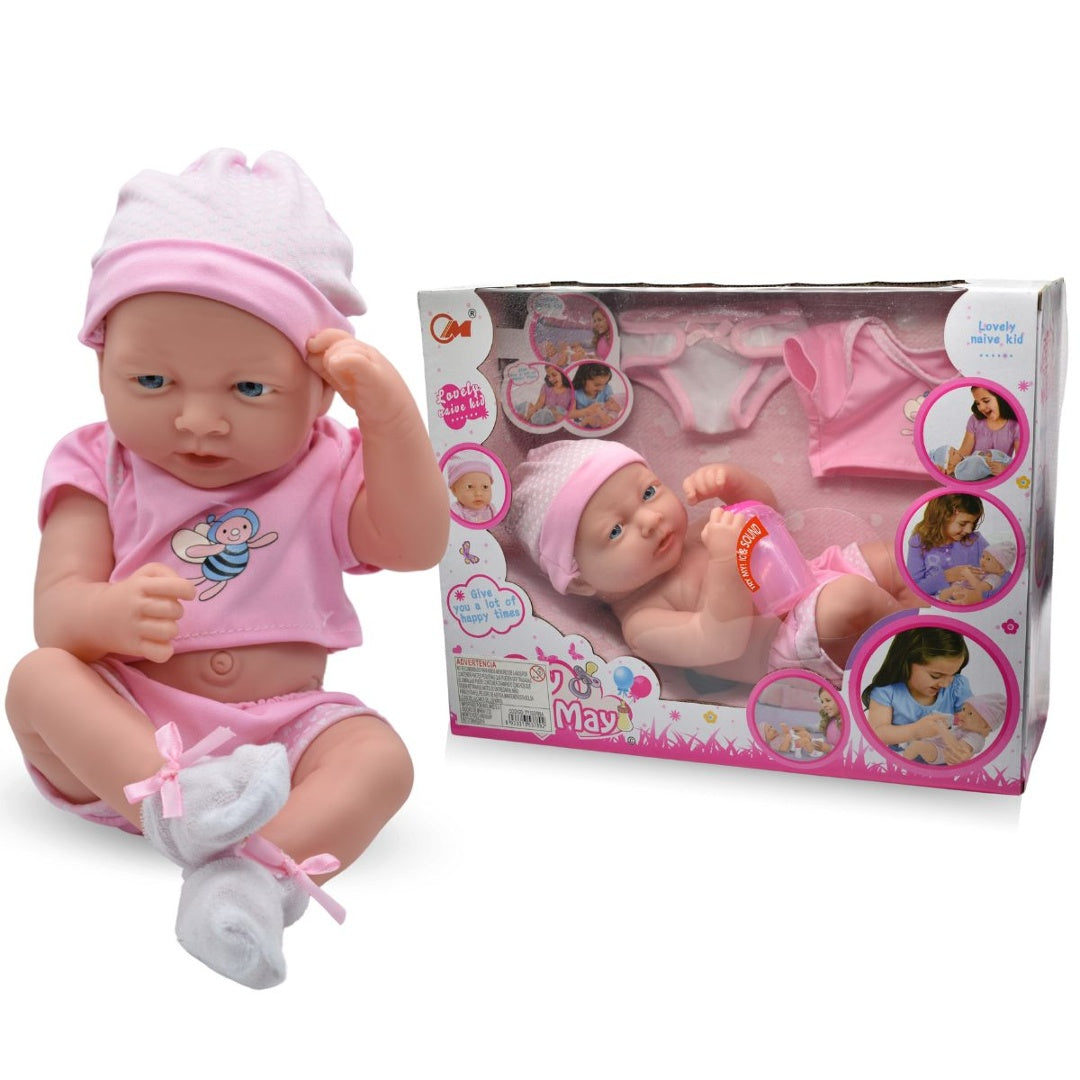 Bebé Reborn Recién Nacido Con Sonido Y Accesorios 35cm