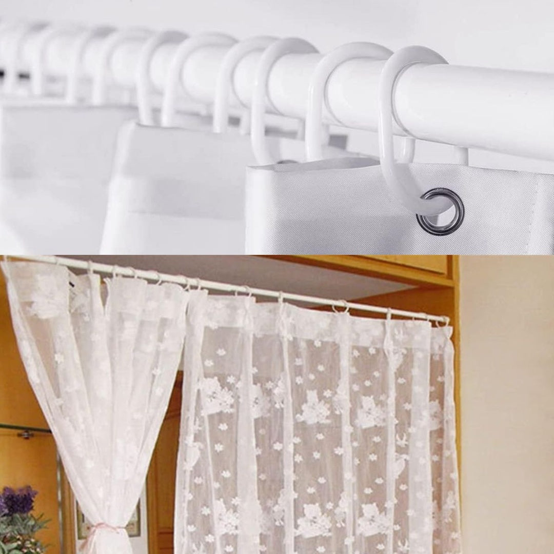 Barra Extensible Cortina Baño Aluminio Blanco 70-120cm 3cm Diámetro