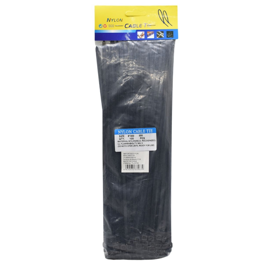 Precintos Negros 6x300mm X100 Unidades Tl35756