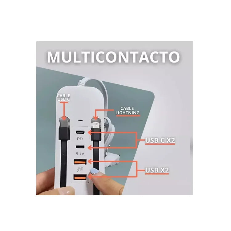 Cargador Carga Rápida 6 Puertos Usb Multicontacto