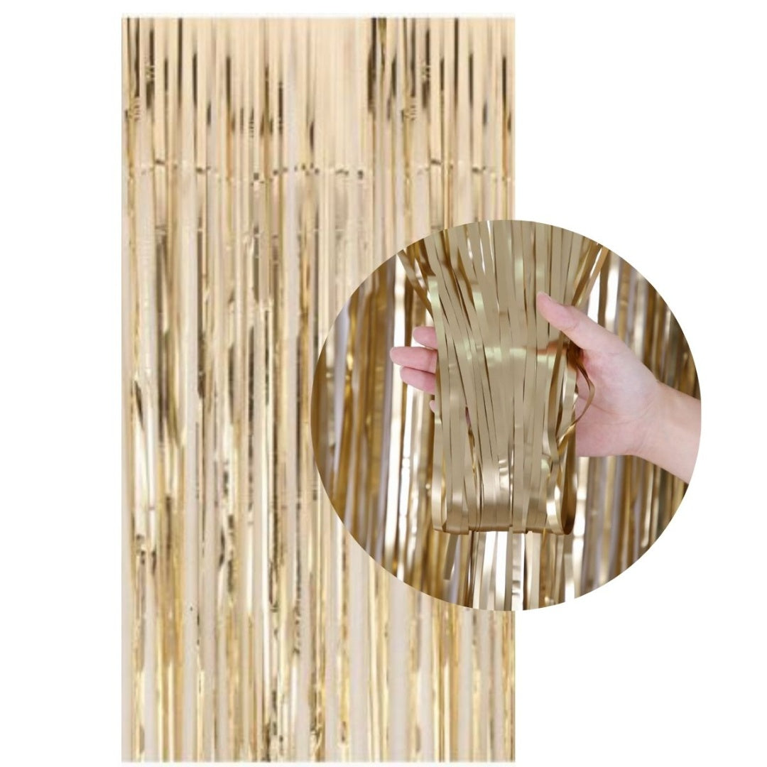 Cortina Metalizada Champagne 1x2 Mts Para Decoración