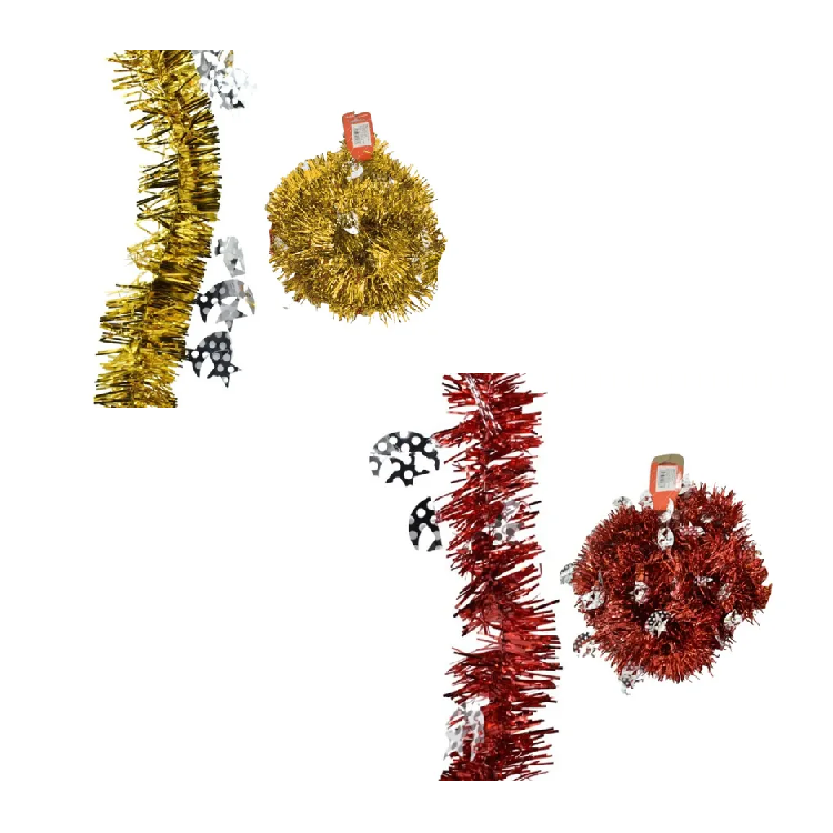 Boa Guía De Navidad Con Adornos 5cmx2mts Dorado Y Rojo