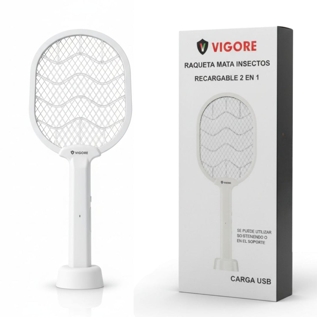 Raqueta Mata Mosquitos Recargable Vigore Luz Uv Base