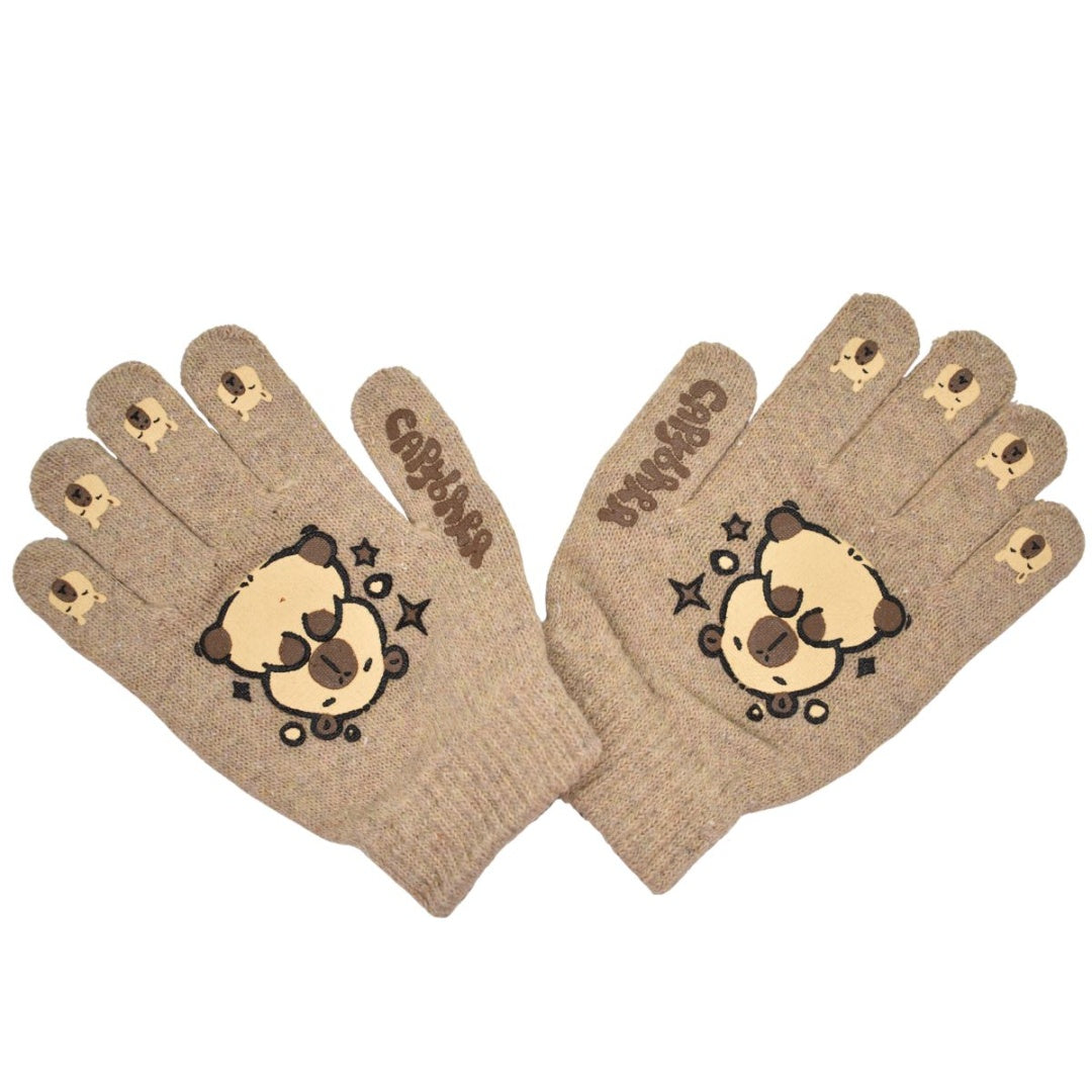Guantes Infantiles De Invierno Diseño Carpincho Capibara