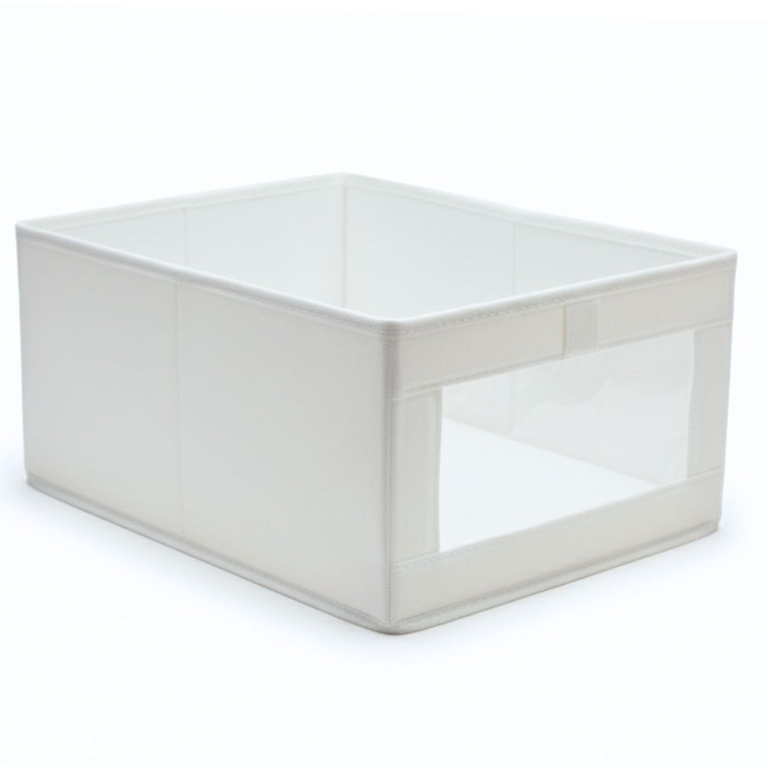 Canasto Plegable De Tela Blanco 40x27x17cm